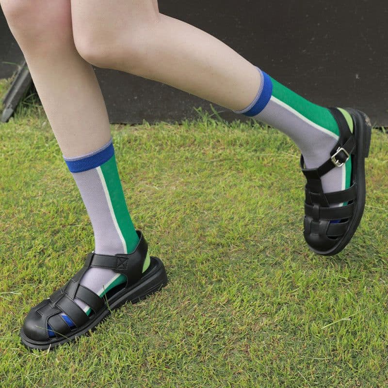 image-Women's Thin Breathable Spun Glass Simple Cotton Sock