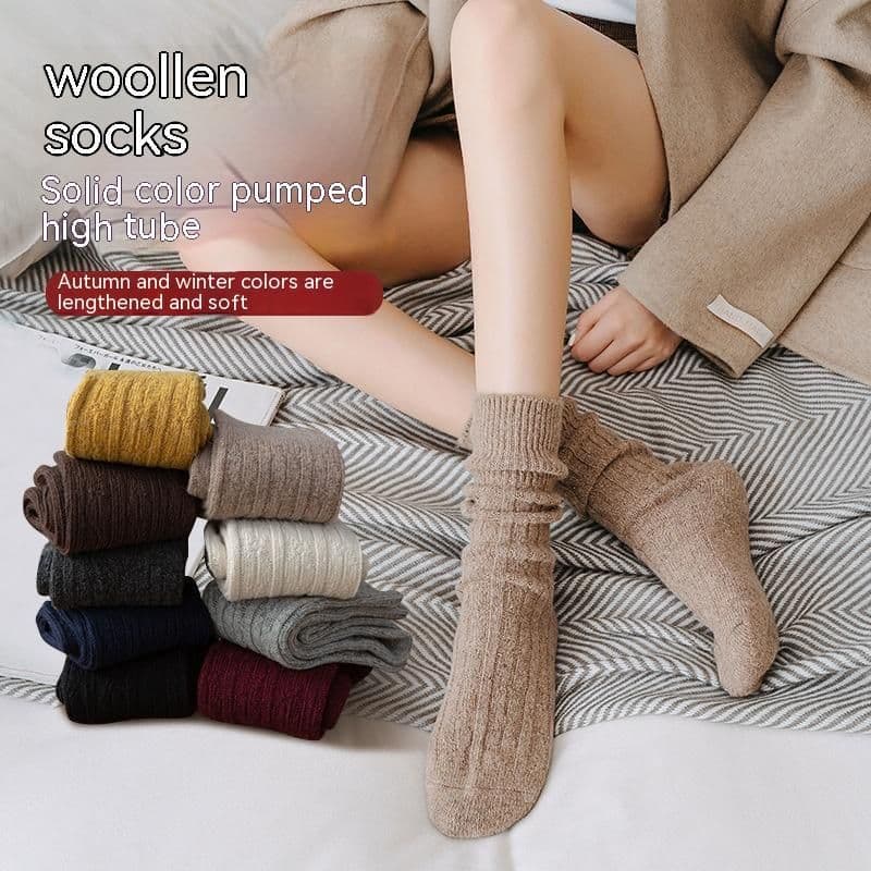 image-Women's Thickened Keep Warm Pure Color Retro Stockings