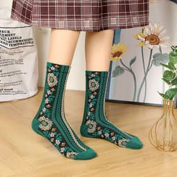 image-Small Floral Socks Women's Retro Mid-calf Length Socks