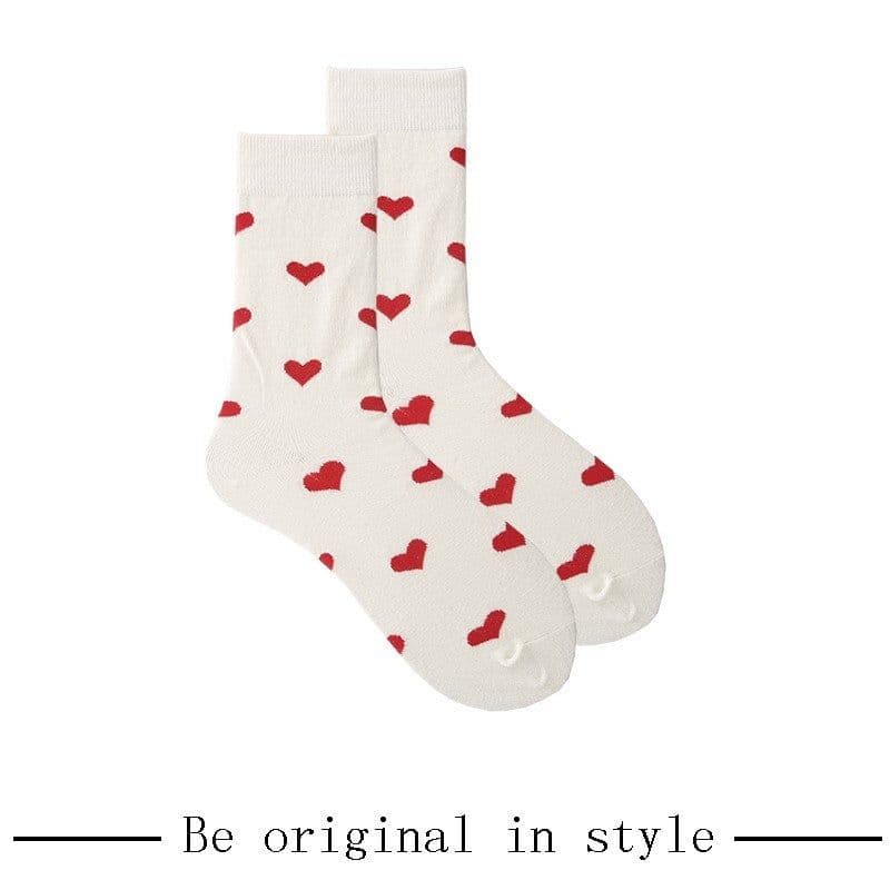 image-Tube Socks Female With Hearts Sweet Long Socks