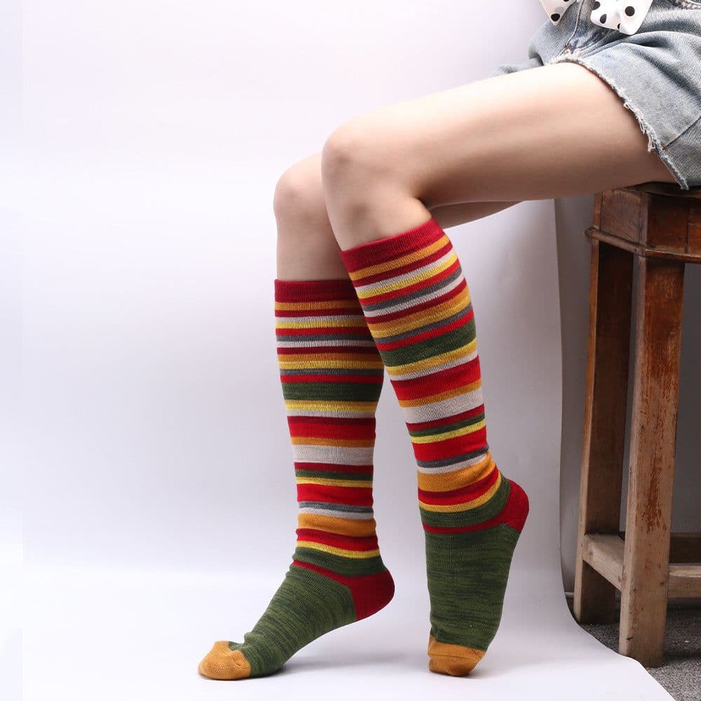image-Popular New Halloween Colorful Striped Stockings For Women