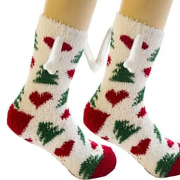 image-Christmas Supplies Magnetic Suction Hand In Hand Couple Socks Coral Fleece Tube Socks Warm Slipper Bed Socks Winter Soft Warm Slipper