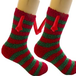image-Christmas Supplies Magnetic Suction Hand In Hand Couple Socks Coral Fleece Tube Socks Warm Slipper Bed Socks Winter Soft Warm Slipper