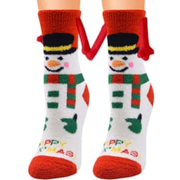 image-Christmas Supplies Magnetic Suction Hand In Hand Couple Socks Coral Fleece Tube Socks Warm Slipper Bed Socks Winter Soft Warm Slipper