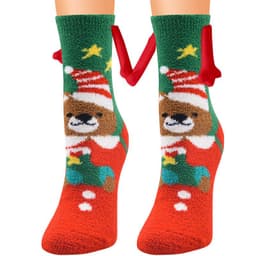 image-Christmas Supplies Magnetic Suction Hand In Hand Couple Socks Coral Fleece Tube Socks Warm Slipper Bed Socks Winter Soft Warm Slipper