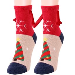 image-Christmas Supplies Magnetic Suction Hand In Hand Couple Socks Coral Fleece Tube Socks Warm Slipper Bed Socks Winter Soft Warm Slipper