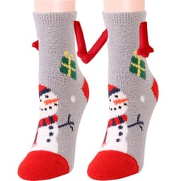 image-Christmas Supplies Magnetic Suction Hand In Hand Couple Socks Coral Fleece Tube Socks Warm Slipper Bed Socks Winter Soft Warm Slipper