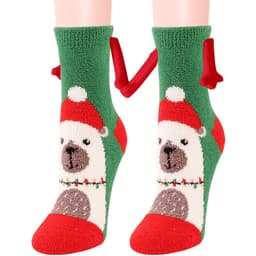 image-Christmas Supplies Magnetic Suction Hand In Hand Couple Socks Coral Fleece Tube Socks Warm Slipper Bed Socks Winter Soft Warm Slipper