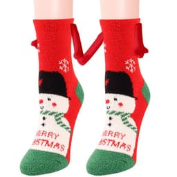 image-Christmas Supplies Magnetic Suction Hand In Hand Couple Socks Coral Fleece Tube Socks Warm Slipper Bed Socks Winter Soft Warm Slipper