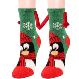 image-Christmas Supplies Magnetic Suction Hand In Hand Couple Socks Coral Fleece Tube Socks Warm Slipper Bed Socks Winter Soft Warm Slipper