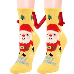image-Christmas Supplies Magnetic Suction Hand In Hand Couple Socks Coral Fleece Tube Socks Warm Slipper Bed Socks Winter Soft Warm Slipper
