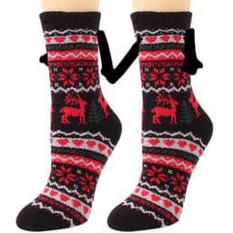 image-Christmas Supplies Magnetic Suction Hand In Hand Couple Socks Coral Fleece Tube Socks Warm Slipper Bed Socks Winter Soft Warm Slipper