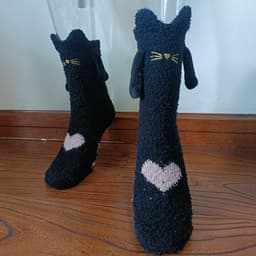 image-Christmas Supplies Magnetic Suction Hand In Hand Couple Socks Coral Fleece Tube Socks Warm Slipper Bed Socks Winter Soft Warm Slipper