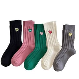 image-Love Embroidery Women's Mid Tube Stockings Fashion Preppy Style