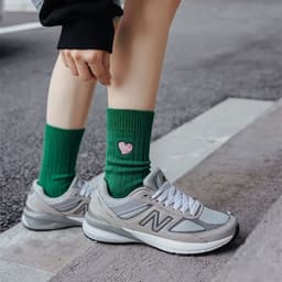 image-Love Embroidery Women's Mid Tube Stockings Fashion Preppy Style
