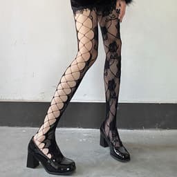 image-Hot Girl Sexy Jacquard Pantyhose Butterfly Mesh Stockings