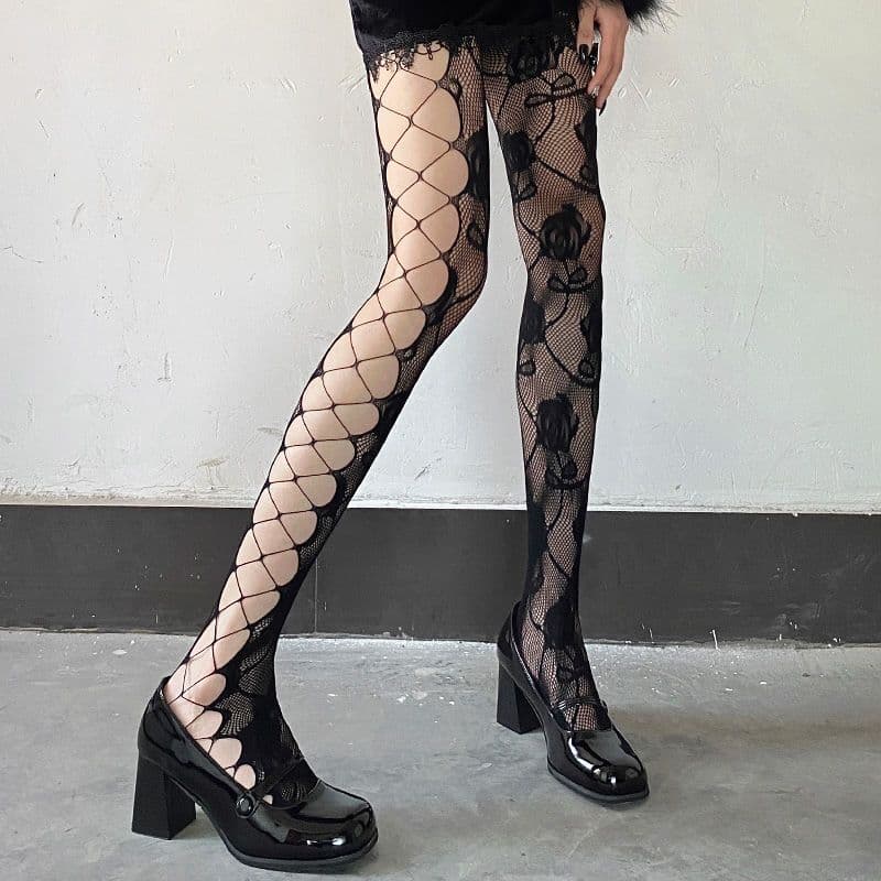 image-Hot Girl Sexy Jacquard Pantyhose Butterfly Mesh Stockings