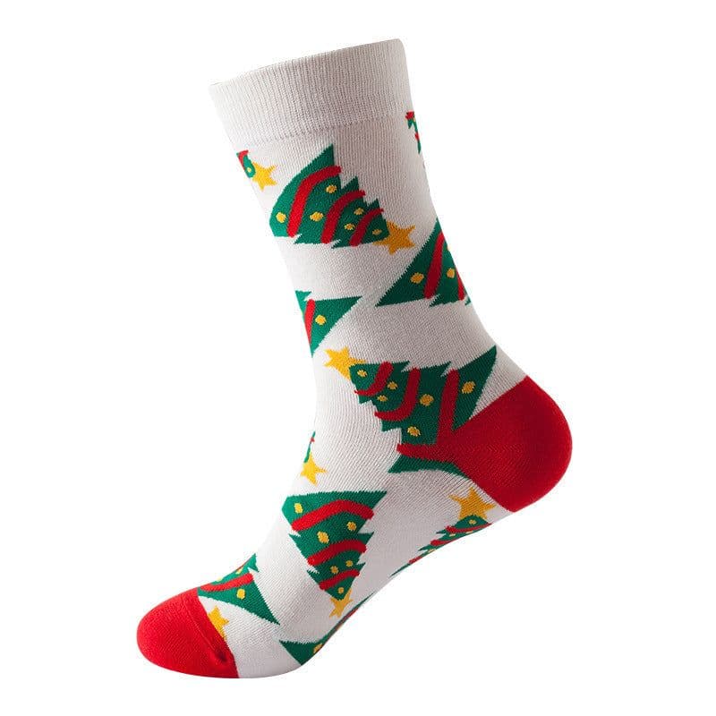 image-Christmas Tube Socks Women's Snowflake Christmas Tree Cotton Socks