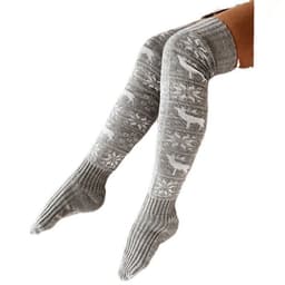 image-Winter Christmas Warm Knitted Women Stocking Beautiful Elk Snowflake Jacquard Over-the-knee Casual Long Socks For Ladies Gifts Free Size