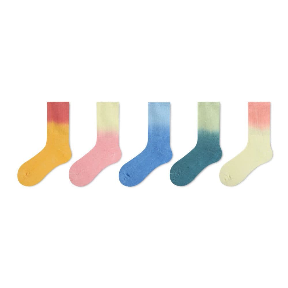 image-Gradient Tube Socks Tie-dye Basketball Athletic Socks