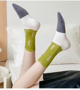 image-Ripped Beggar Socks Women Striped Bunching Socks