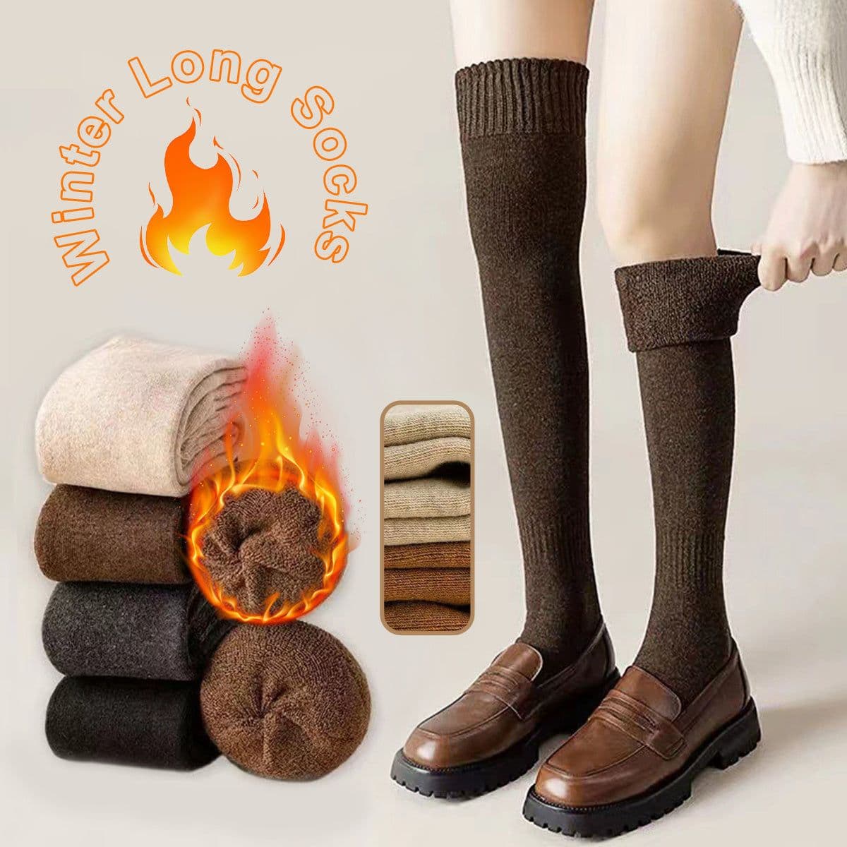 image-Ins Over-the-knee Socks Women's Autumn And Winter Long Socks Thickened Warm Terry Socks Beautiful Leg Shaping High Socks