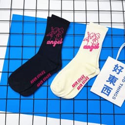 image-Angel Mid Tube Simplified Letters For Men And Women Sports Casual Trend Socks
