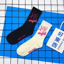 image-Angel Mid Tube Simplified Letters For Men And Women Sports Casual Trend Socks