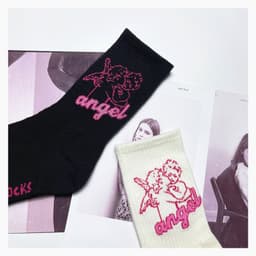 image-Angel Mid Tube Simplified Letters For Men And Women Sports Casual Trend Socks