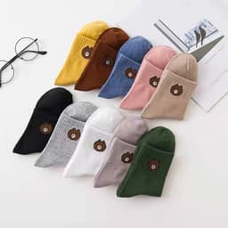 image-Bear Socks Women's Cute Mid-calf Length Cotton Socks