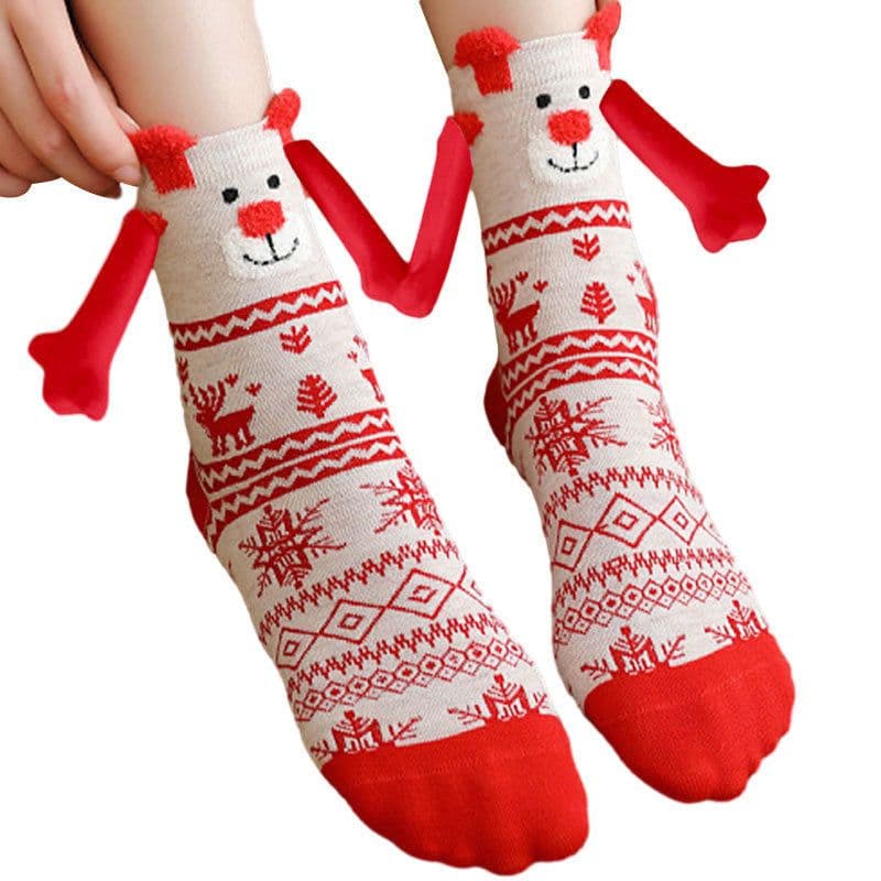 image-Hand Holding Couple Magnetic Handle Christmas Stockings