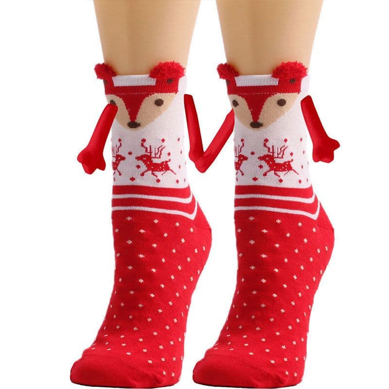 image-Hand Holding Couple Magnetic Handle Christmas Stockings
