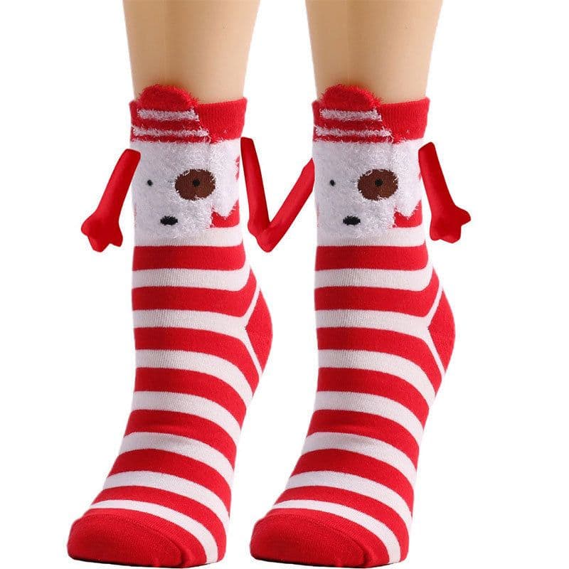 image-Hand Holding Couple Magnetic Handle Christmas Stockings
