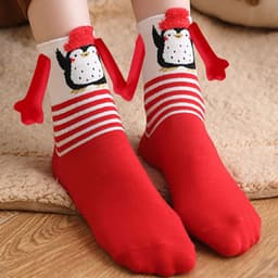 image-Hand Holding Couple Magnetic Handle Christmas Stockings