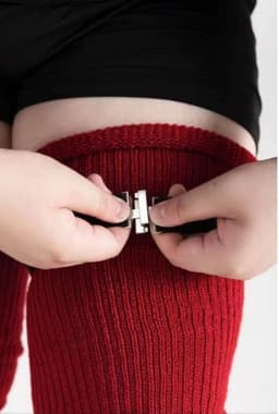 image-Knee Length Anti Slip Long Tube With Thick Wool Knitted Garter Buckle