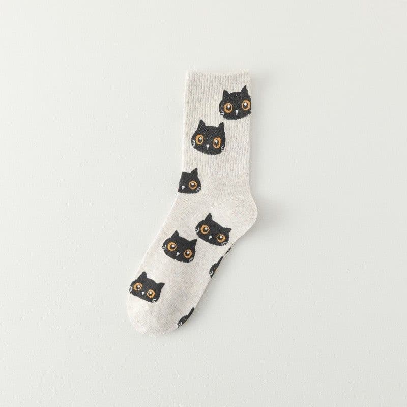image-College Style White Cartoon Kitten All-match Fashion