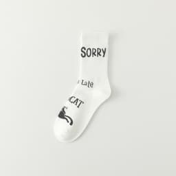 image-College Style White Cartoon Kitten All-match Fashion