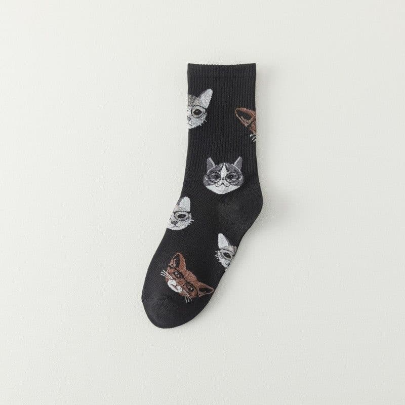 image-College Style White Cartoon Kitten All-match Fashion