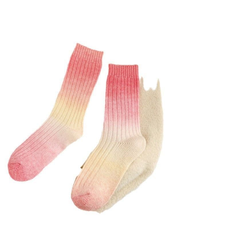 image-Gradient Color Women's Socks Mid-calf Warm-keeping Socks