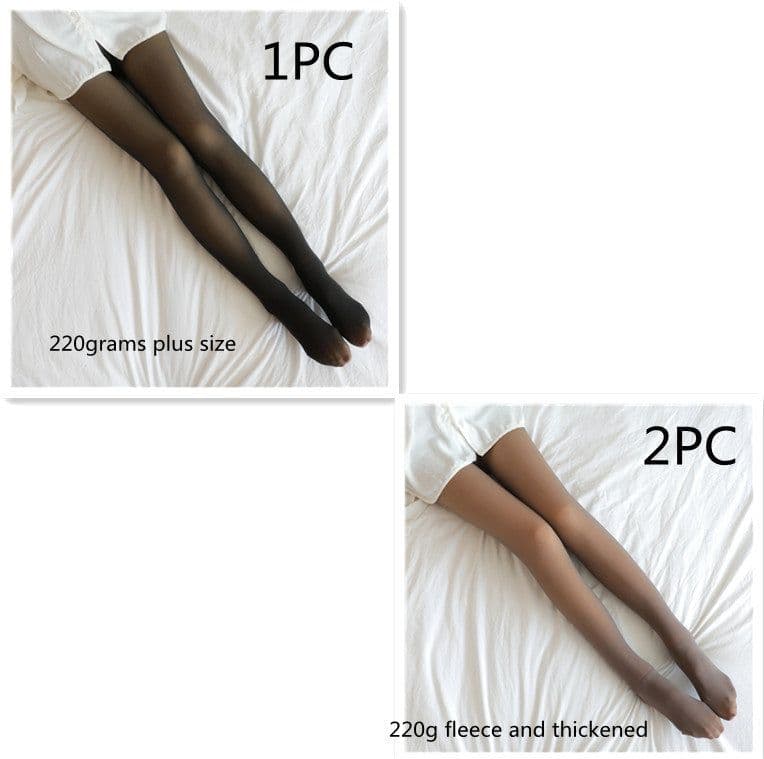image-Fake Translucent Plus Size Leggings Fleece Lined Tights Fall And Winter Warm Fleece Pantyhose Women Fleece Lined Pantyhose Thermal Winter Tights