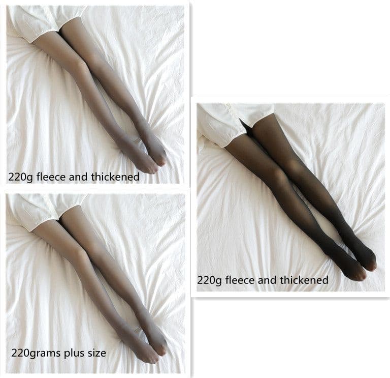 image-Fake Translucent Plus Size Leggings Fleece Lined Tights Fall And Winter Warm Fleece Pantyhose Women Fleece Lined Pantyhose Thermal Winter Tights