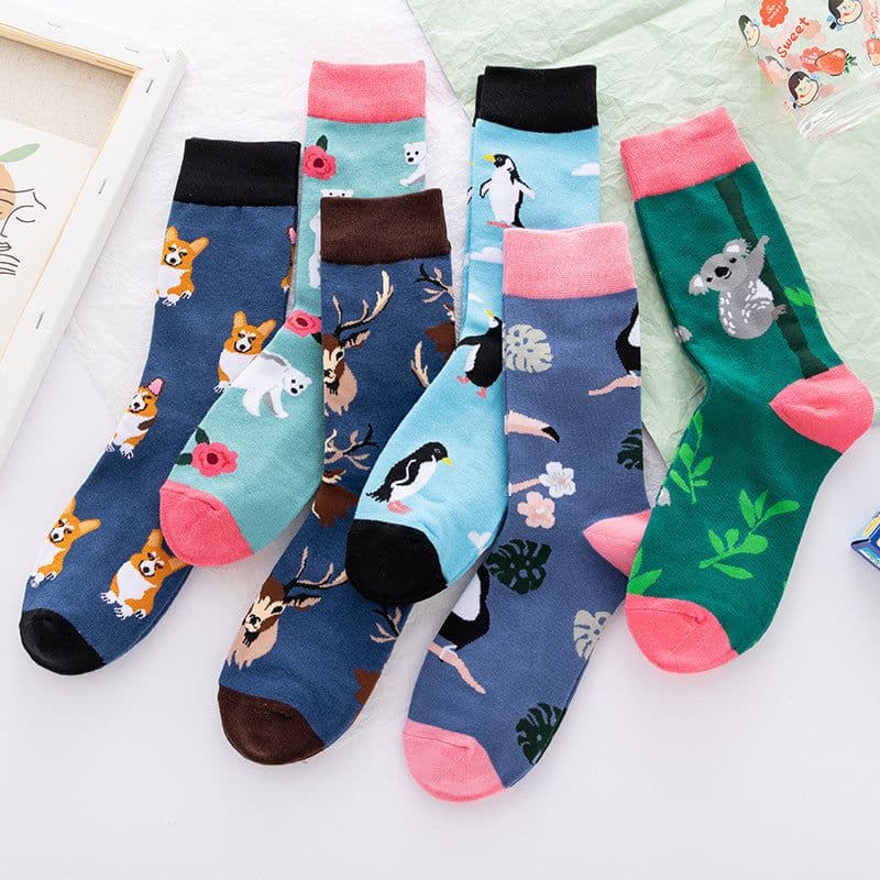 image-Mid-tube Star Animal Tide Socks