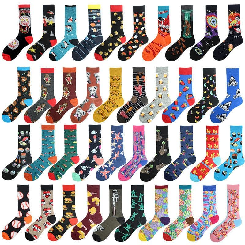 image-Men's Mid-calf Cotton Socks Jacquard Couple Sex Socks