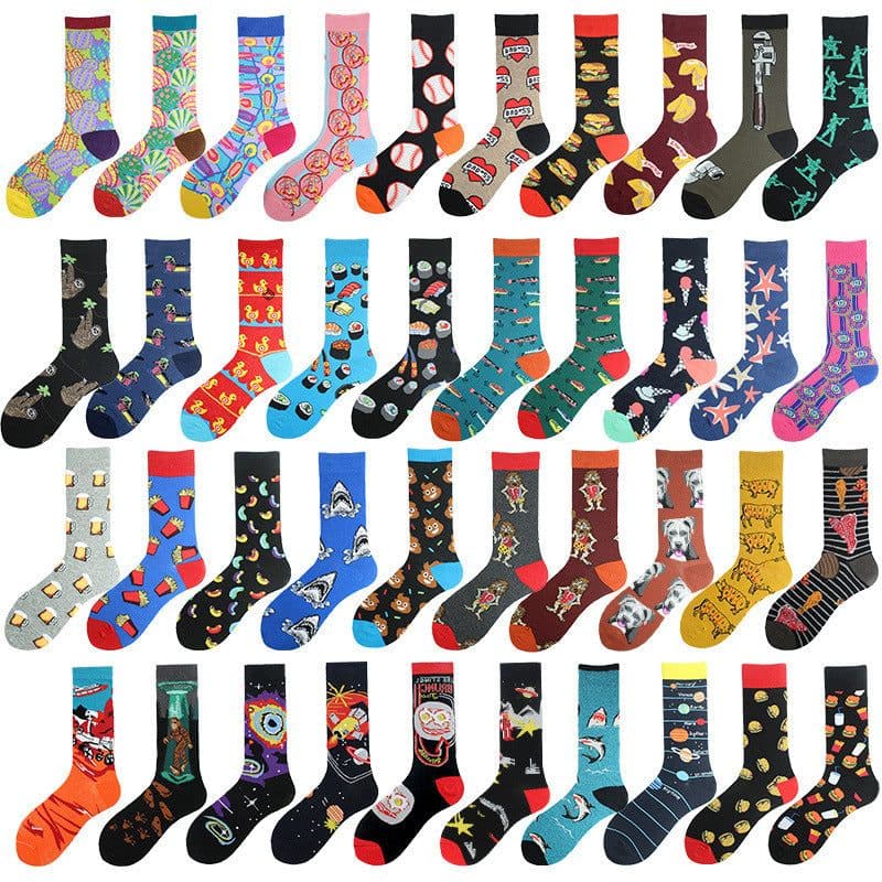 image-Men's Mid-calf Cotton Socks Jacquard Couple Sex Socks