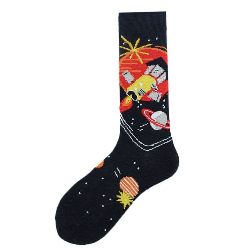 image-Men's Mid-calf Cotton Socks Jacquard Couple Sex Socks