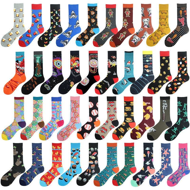 image-Men's Mid-calf Cotton Socks Jacquard Couple Sex Socks