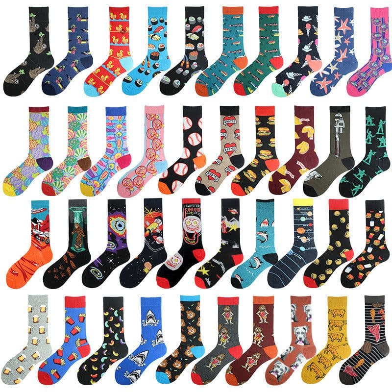image-Men's Mid-calf Cotton Socks Jacquard Couple Sex Socks