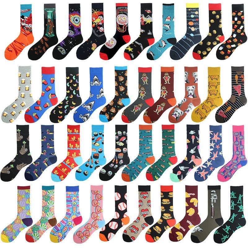 image-Men's Mid-calf Cotton Socks Jacquard Couple Sex Socks