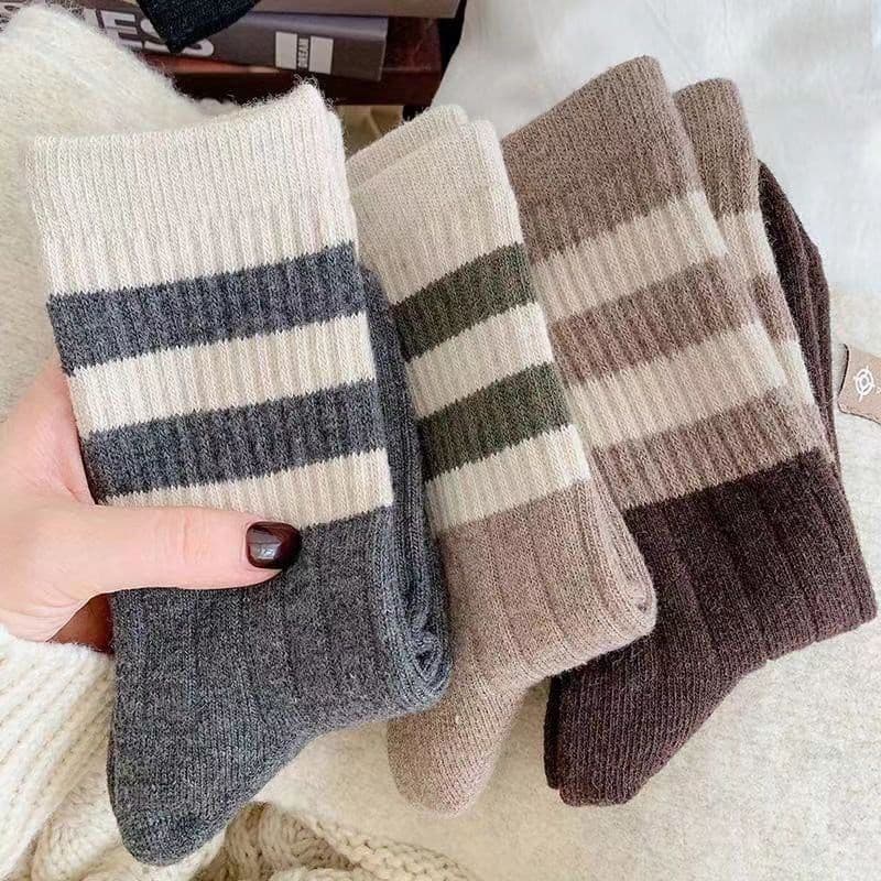 image-Spring And Autumn All-match Stripes Sports College Style Stockings