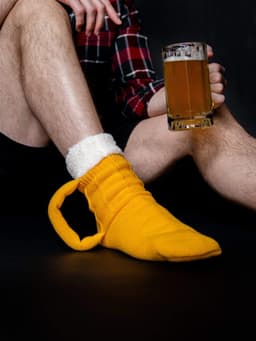 image-3D Beer Mug Socks Creative Knitted Yellow Room Socks